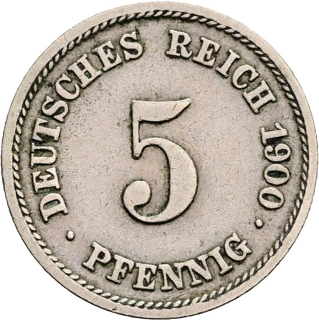 5 Pfennig 1900 F – Vorderseite