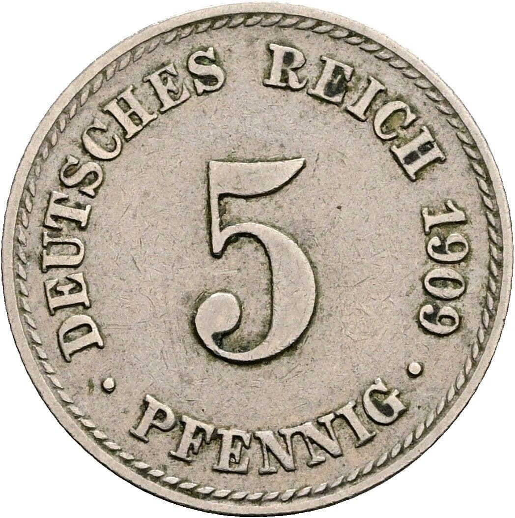 5 Pfennig 1909 A – Vorderseite