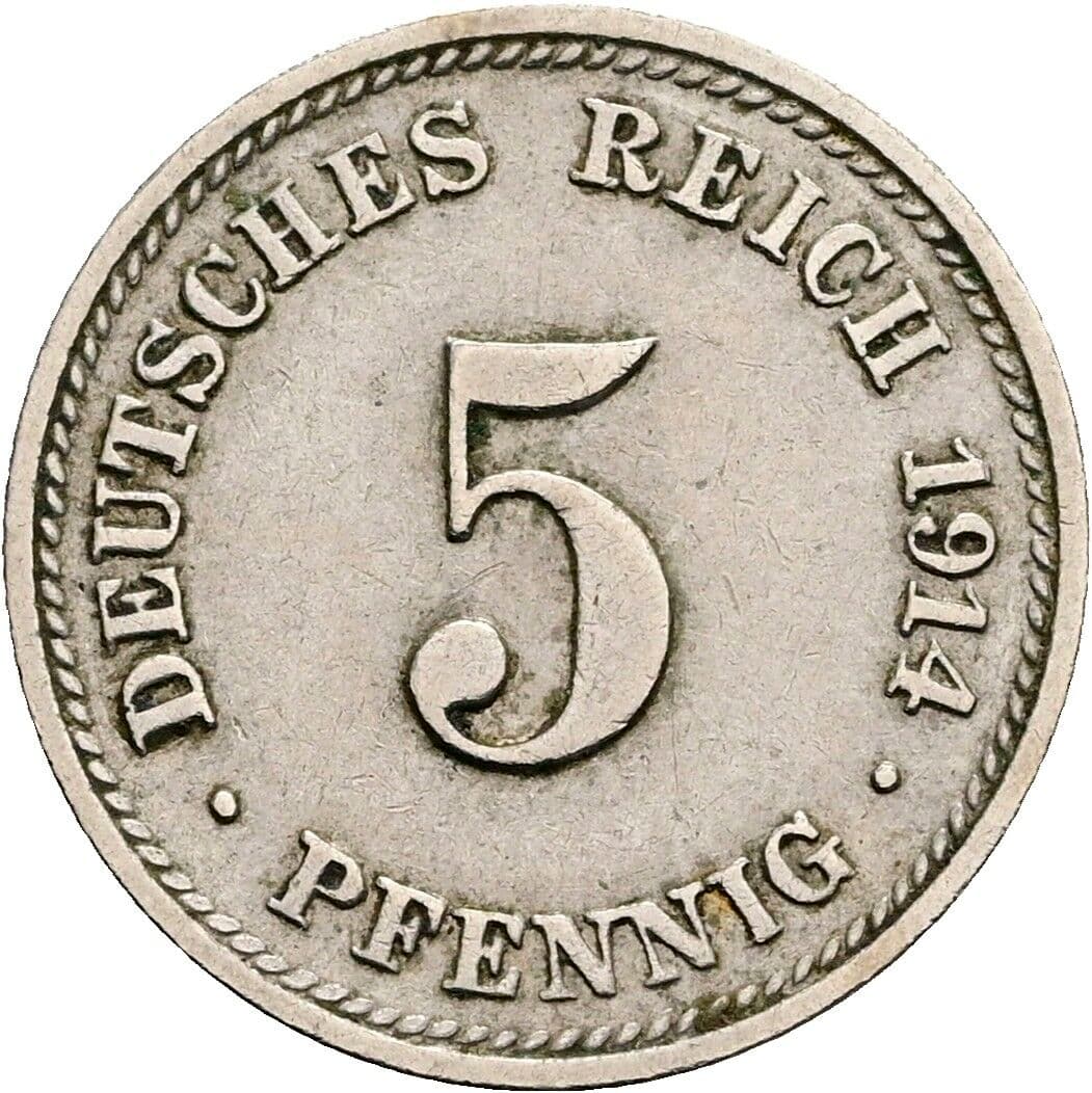 5 Pfennig 1914 D – Vorderseite