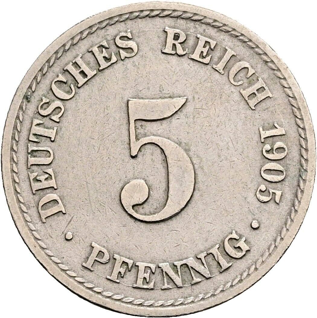 5 Pfennig 1905 A – Vorderseite