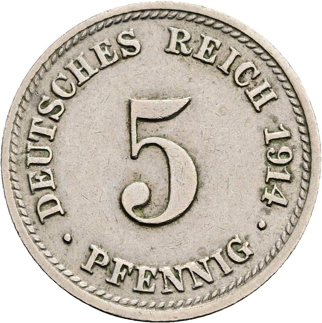 5 Pfennig 1914 D – Vorderseite