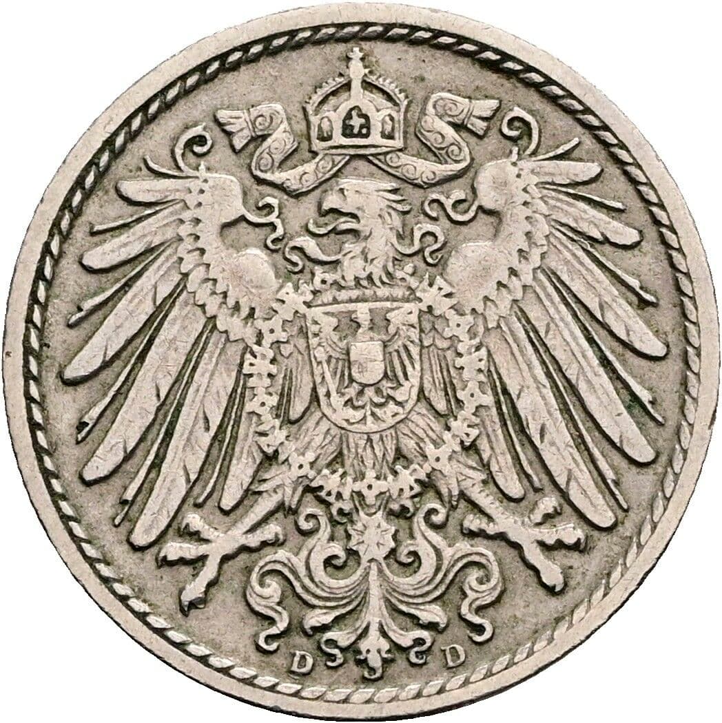 5 Pfennig 1910 D – Rückseite