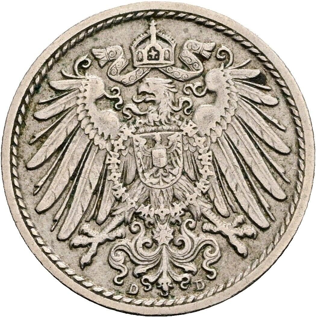 5 Pfennig 1914 D – Rückseite