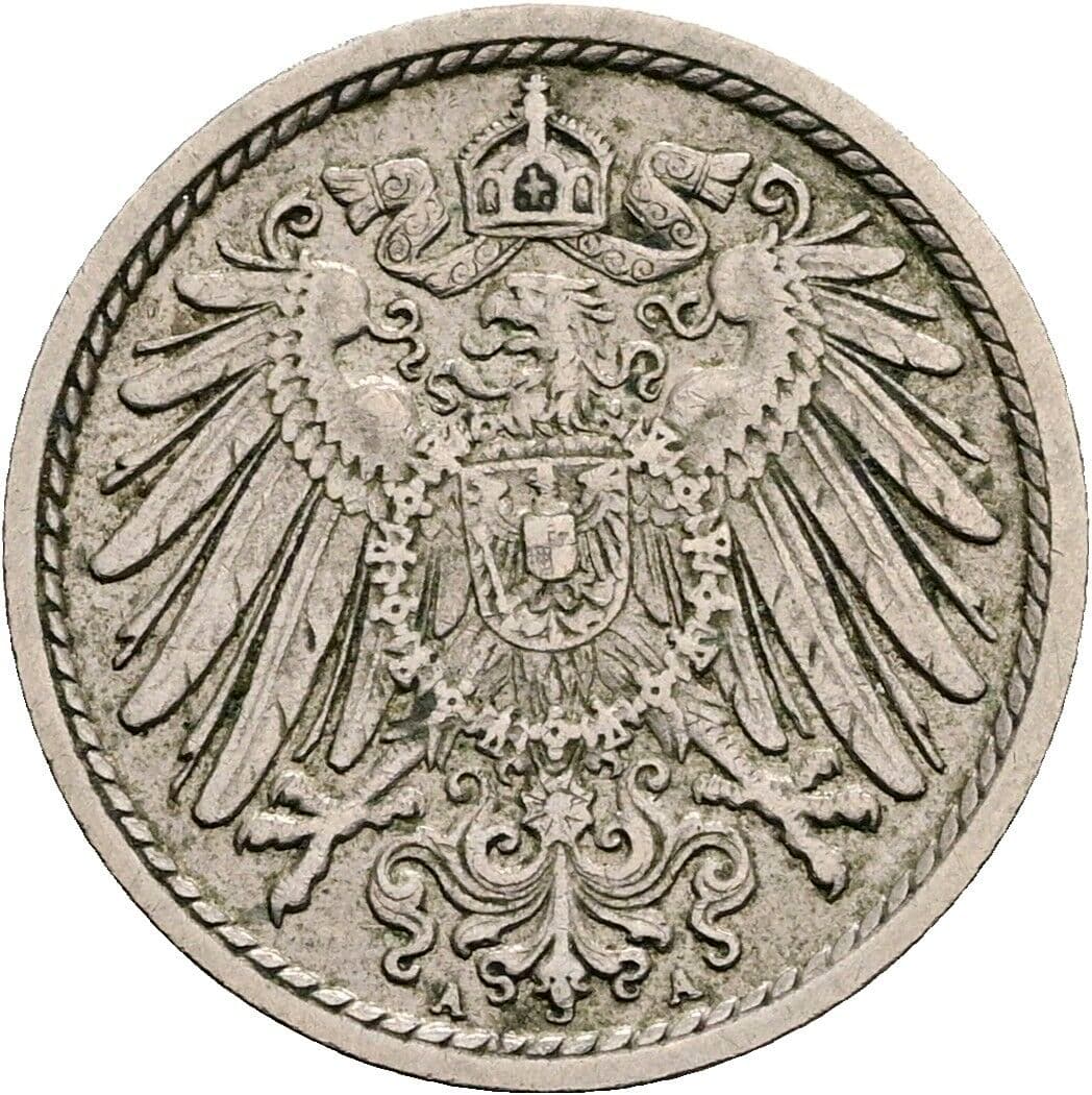 5 Pfennig 1909 A – Rückseite
