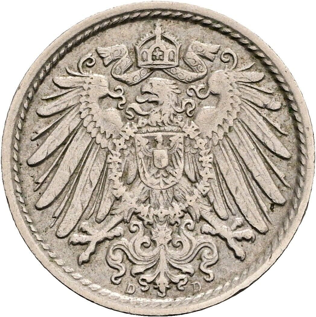5 Pfennig 1913 D – Rückseite