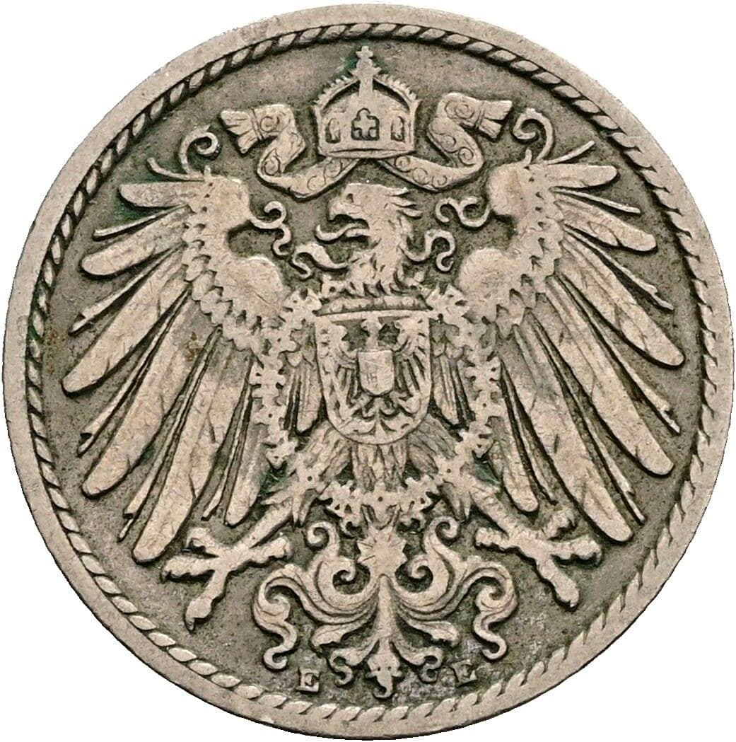 5 Pfennig 1902 E – Rückseite