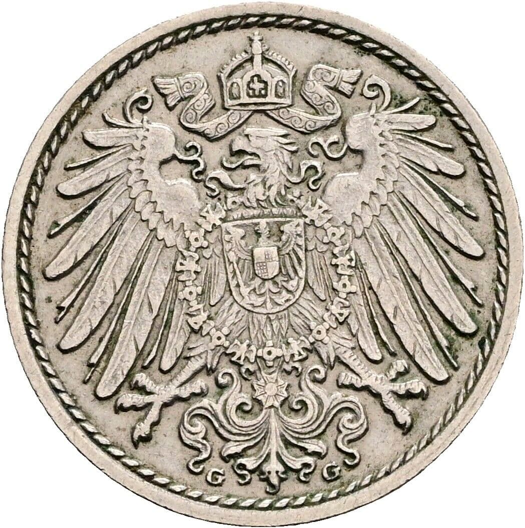 5 Pfennig 1913 G – Rückseite