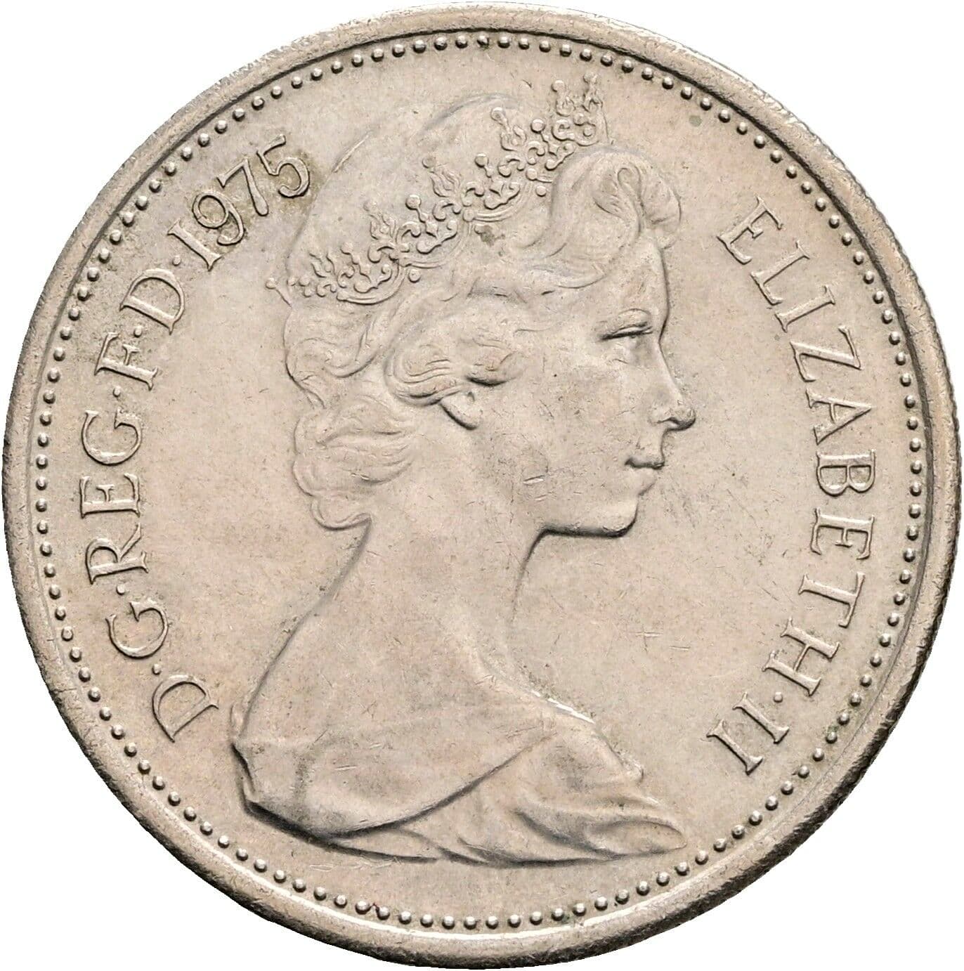 5 New Pence Elisabeth II. 1952-2022 1975 – Vorderseite