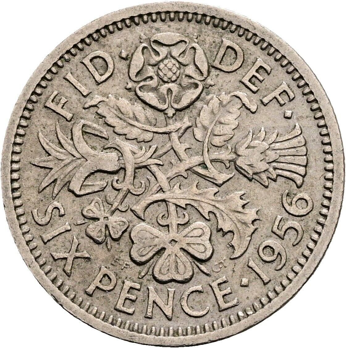 6 Pence Elisabeth II. 1952-2022 1956 – Rückseite
