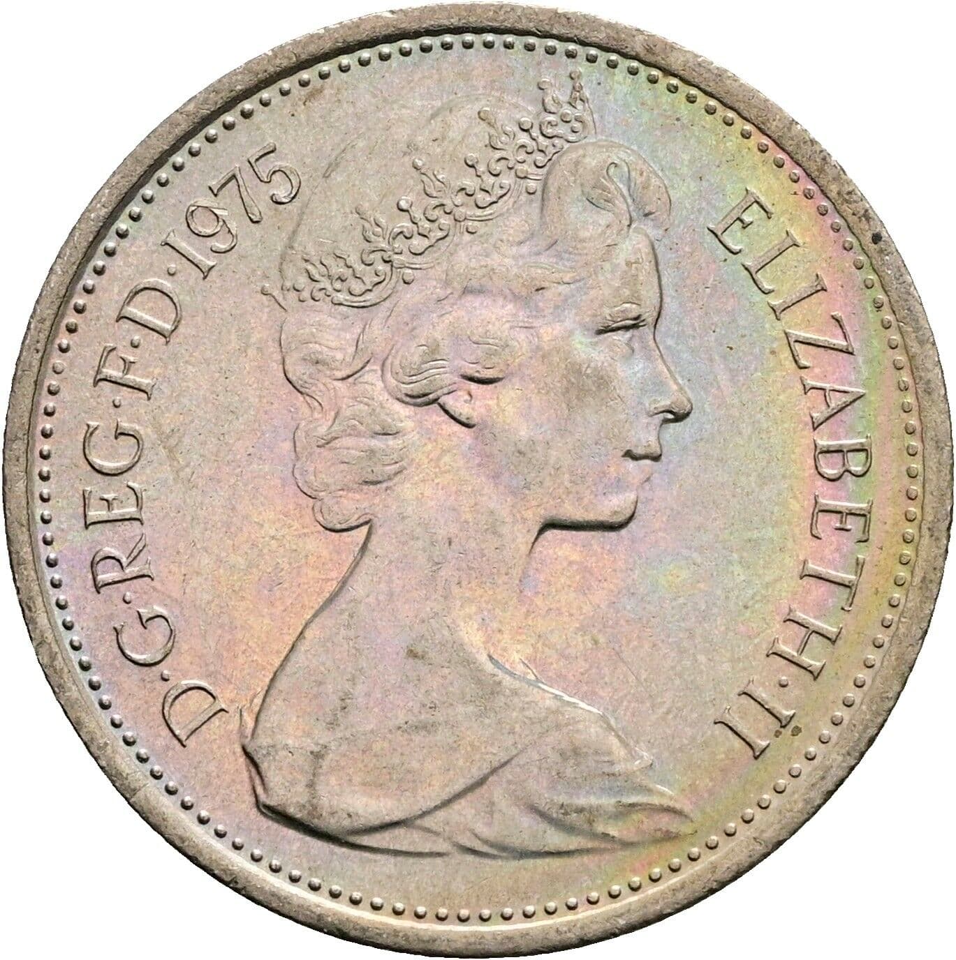 5 New Pence Elisabeth II. 1952-2022 1975 – Vorderseite