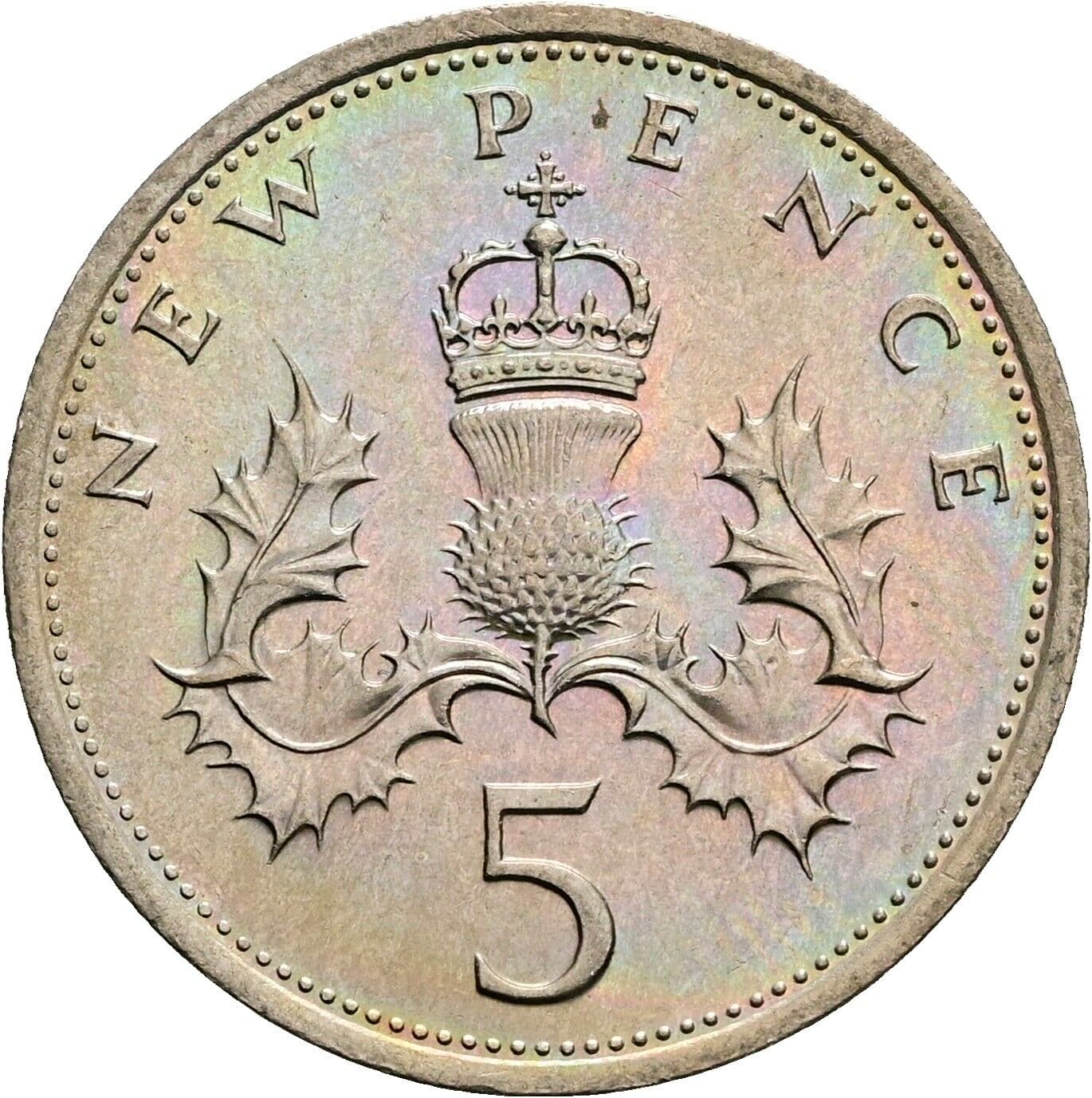 5 New Pence Elisabeth II. 1952-2022 1975 – Rückseite