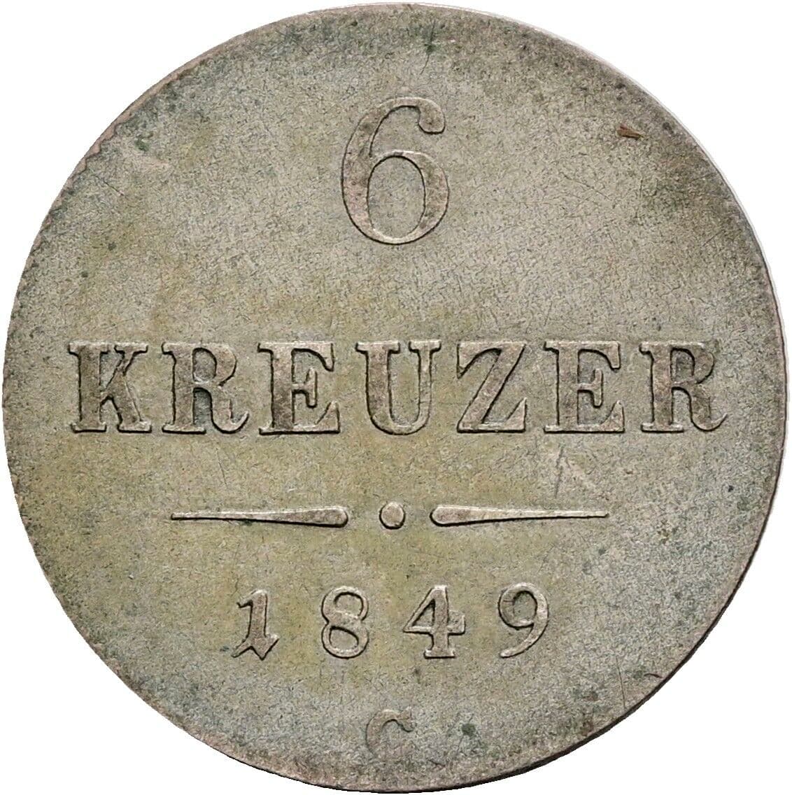 6 Kreuzer Franz Joseph I. 1848-1916 1849 C – Vorderseite
