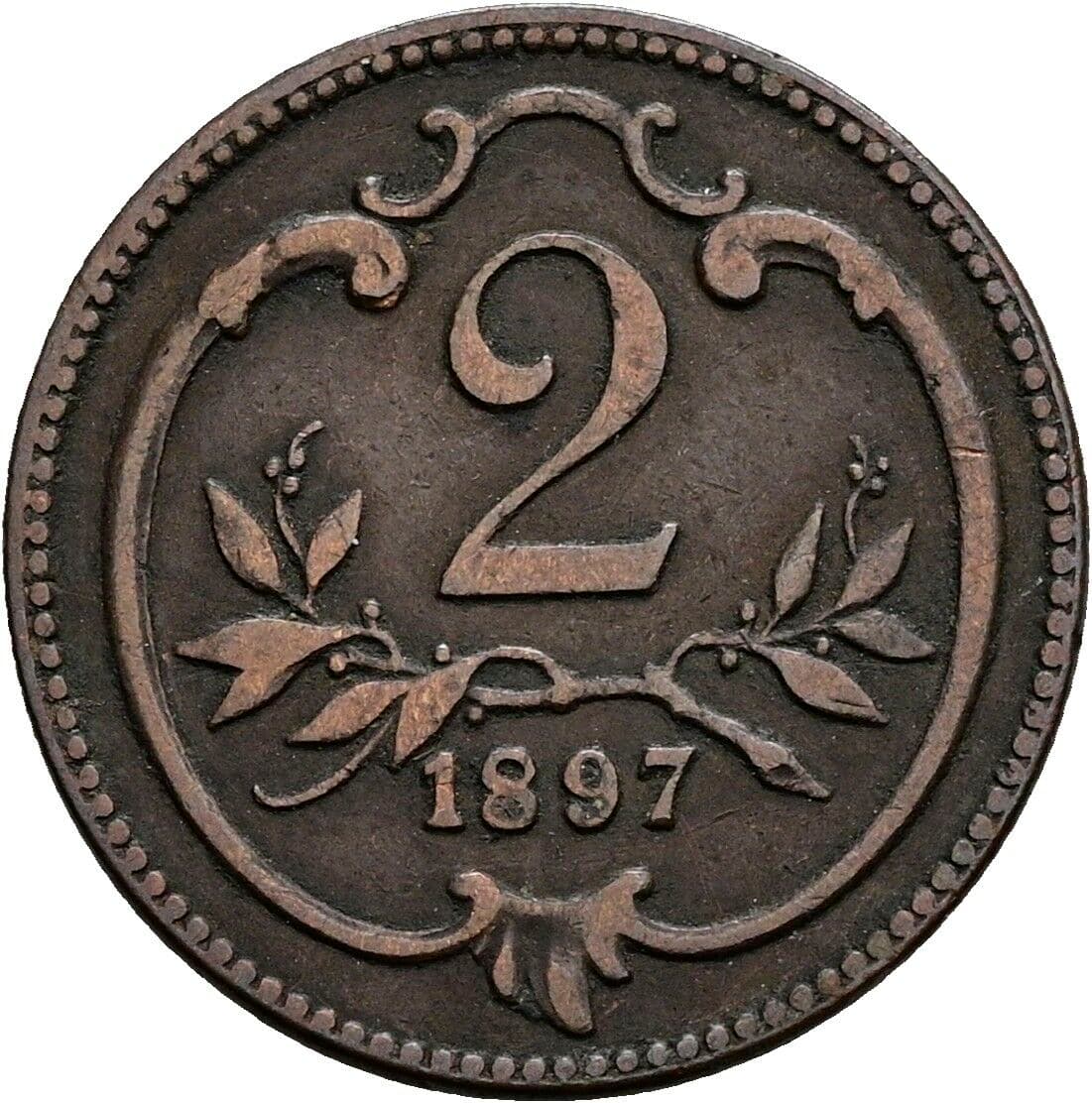 2 Heller Franz Joseph I. 1848-1916 1897 – Vorderseite