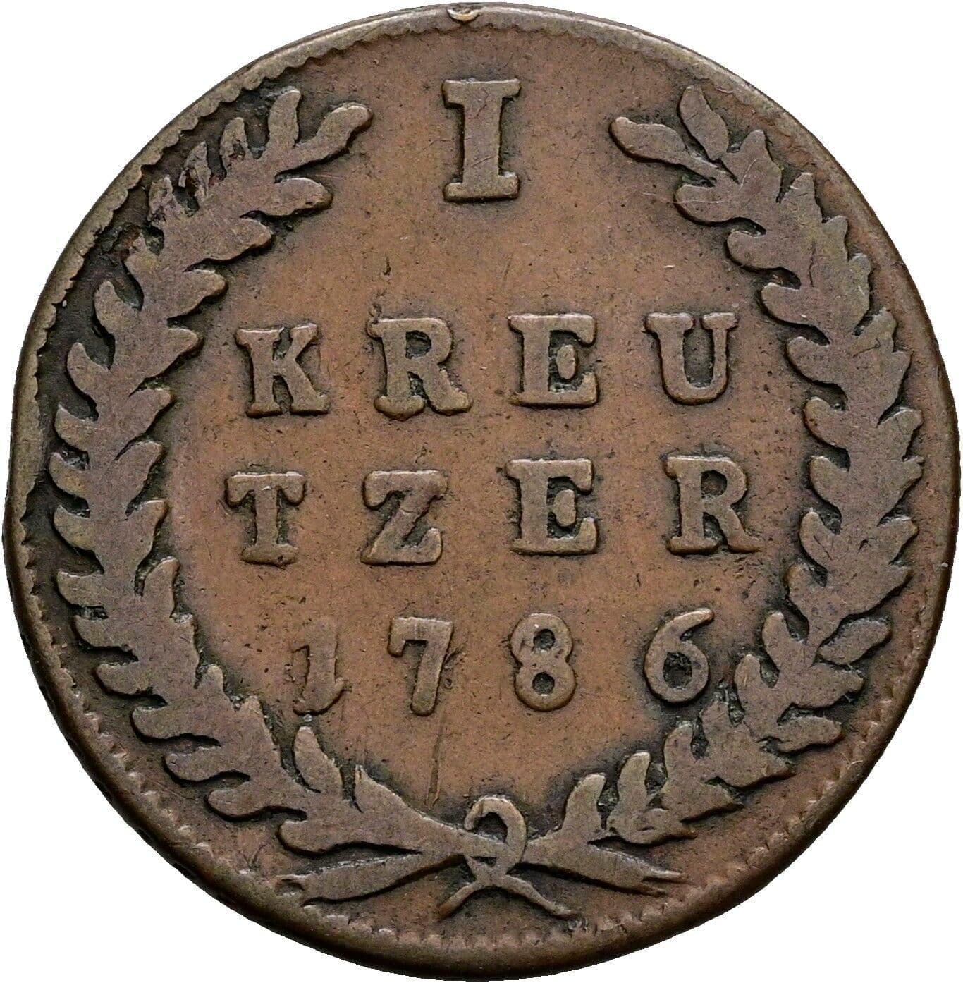 1 Kreuzer Hieronymus Graf Colloredo 1772-1803 1786 – Vorderseite