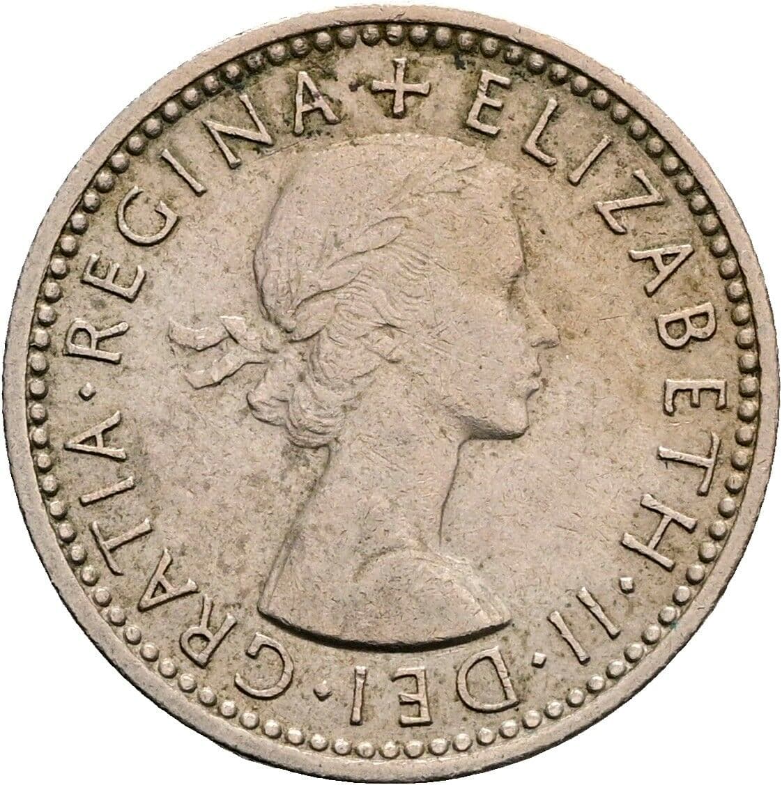 6 Pence Elisabeth II. 1952-2022 1957 – Vorderseite