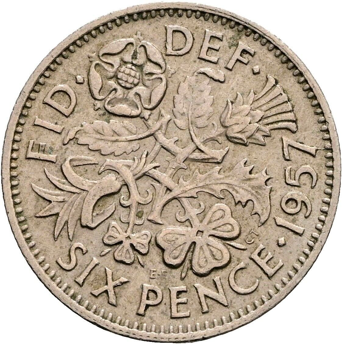 6 Pence Elisabeth II. 1952-2022 1957 – Rückseite