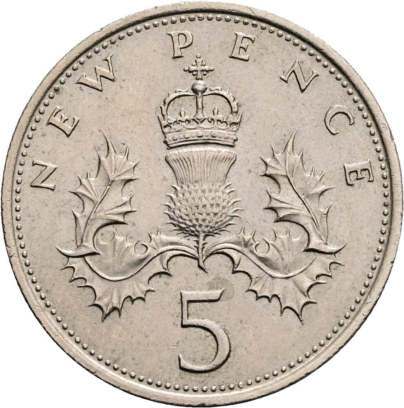 5 New Pence Elisabeth II. 1952-2022 1968 – Rückseite