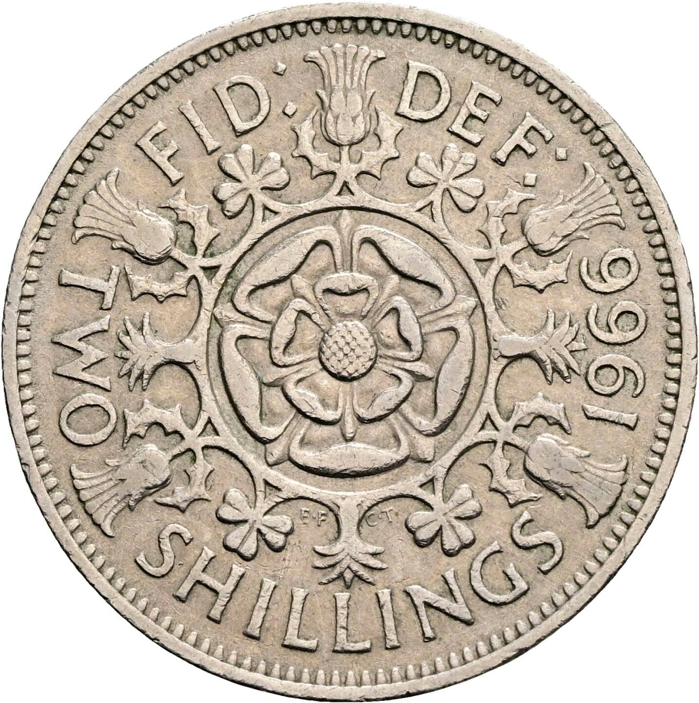 2 Shillings Elisabeth II. 1952-2022 1966 – Rückseite