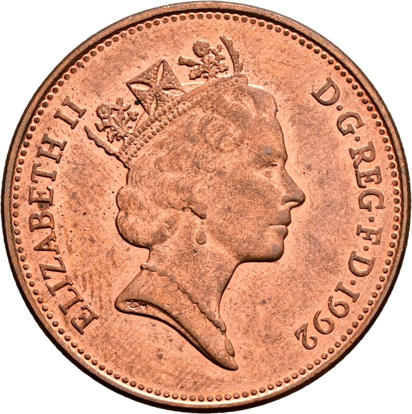 2 Pence Elisabeth II. 1952-2022 1992 – Vorderseite