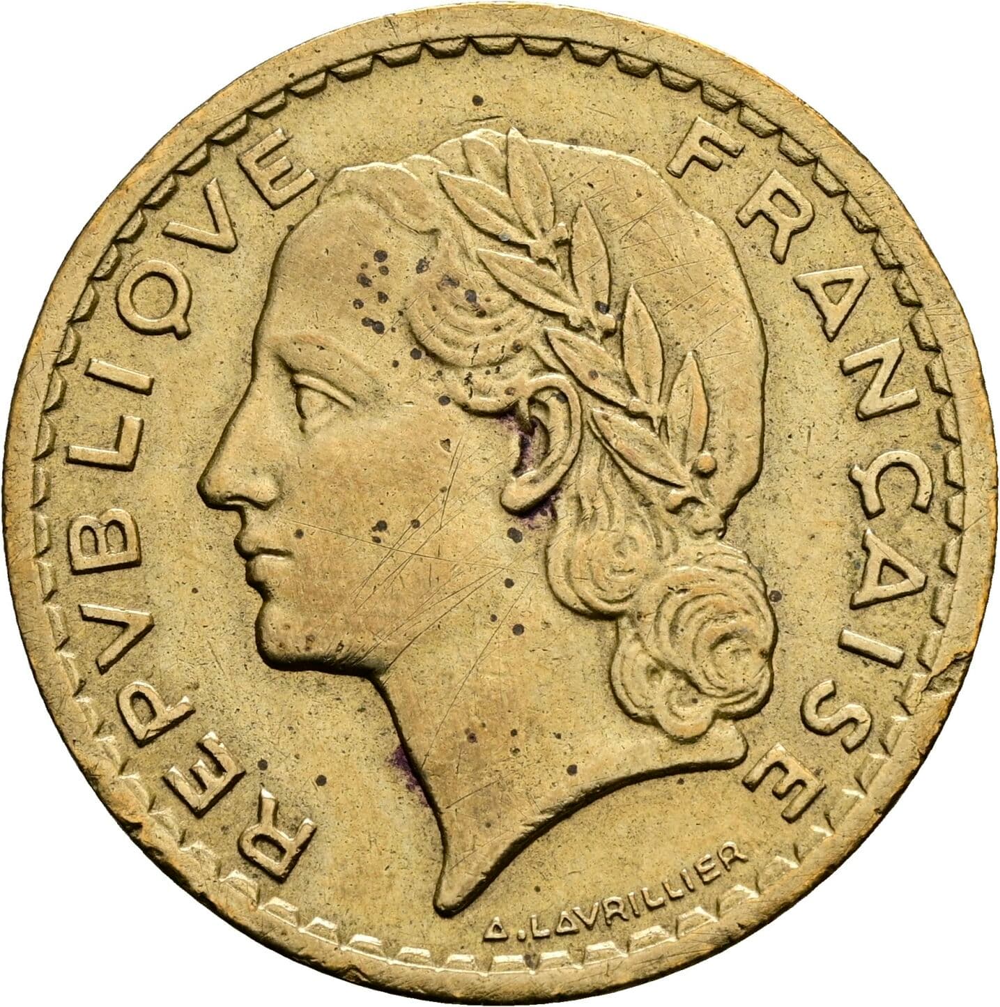 5 Francs 1946 – Rückseite