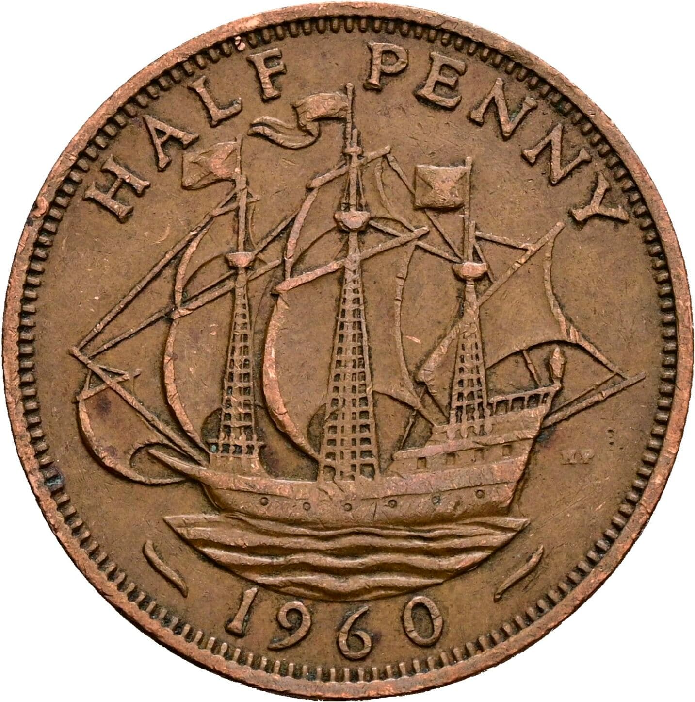 Half Penny Elisabeth II. 1952-2022 1960 – Rückseite