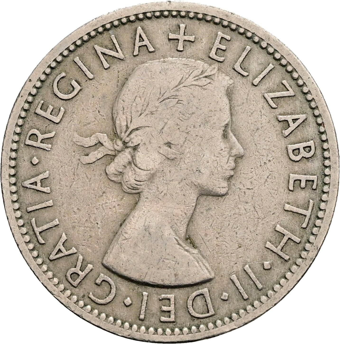 Two Shillings Elisabeth II. 1952-2022 1956 – Vorderseite