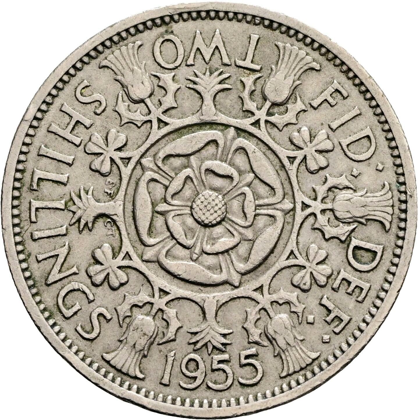 Two Shillings Elisabeth II. 1952-2022 1955 – Rückseite