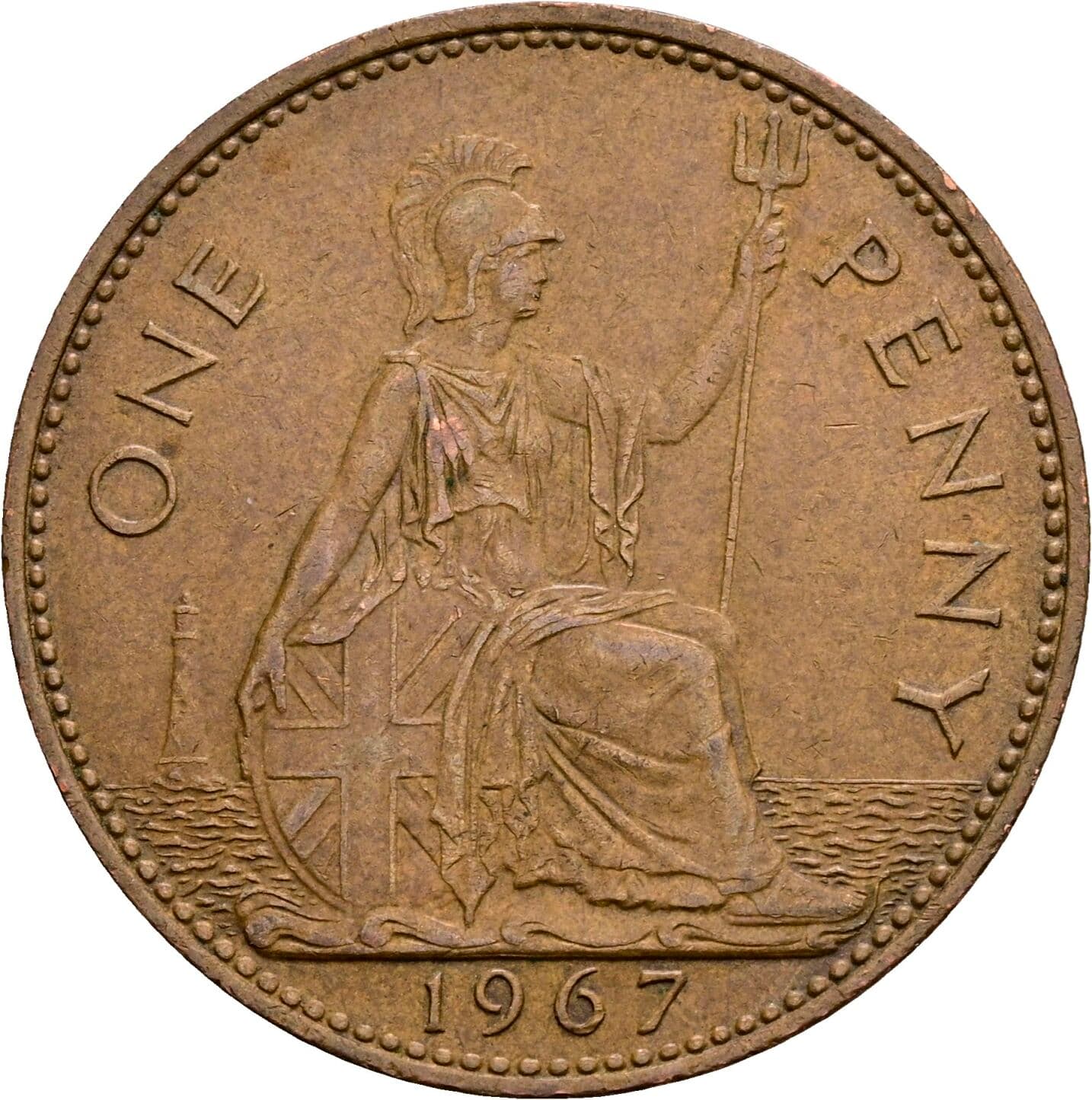 One Penny Elisabeth II. 1952-2022 1967 – Rückseite