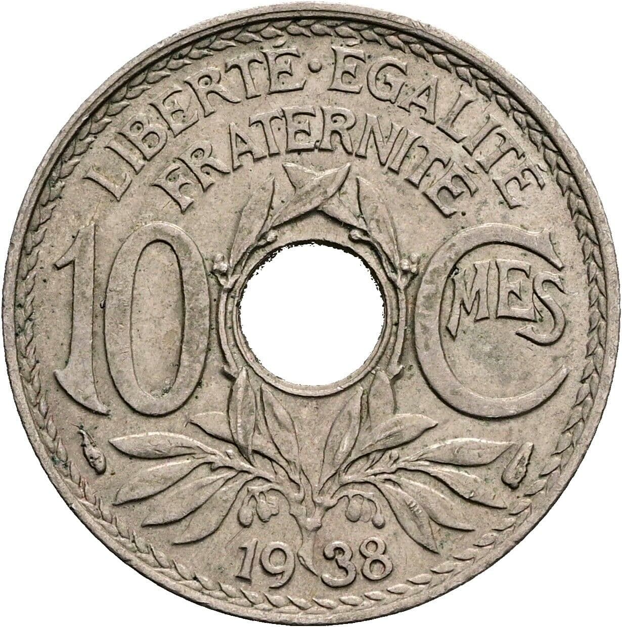 10 Centimes 1938 – Vorderseite