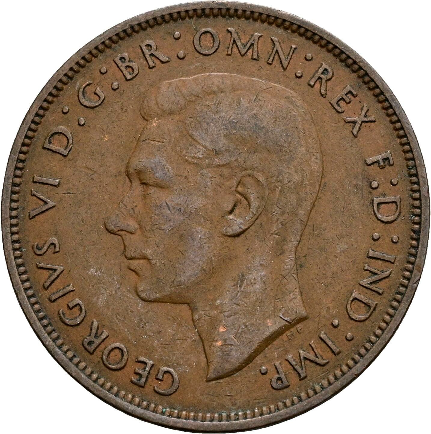 One Penny Georg VI. (1936-1952) 1948 – Vorderseite