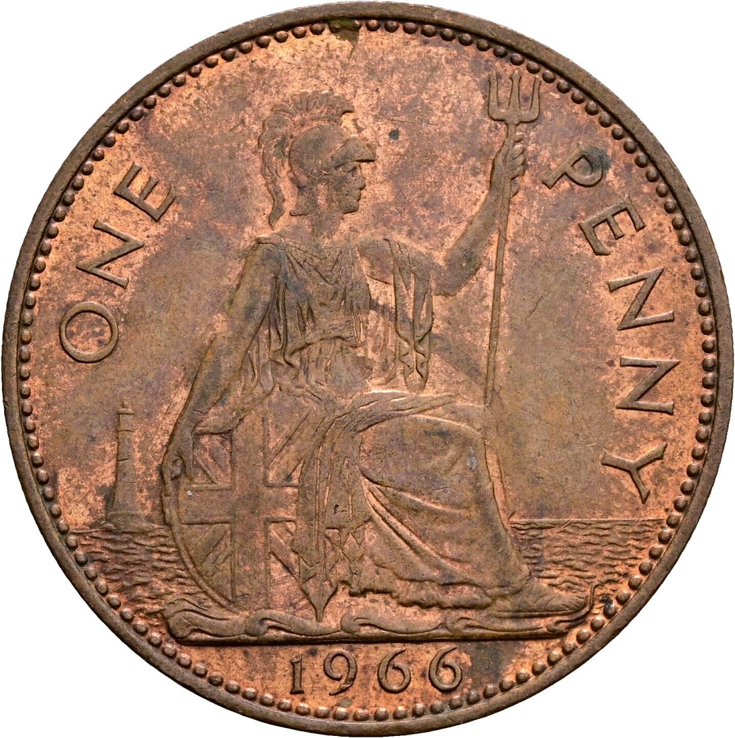 One Penny Elisabeth II. 1952-2022 1966 – Rückseite