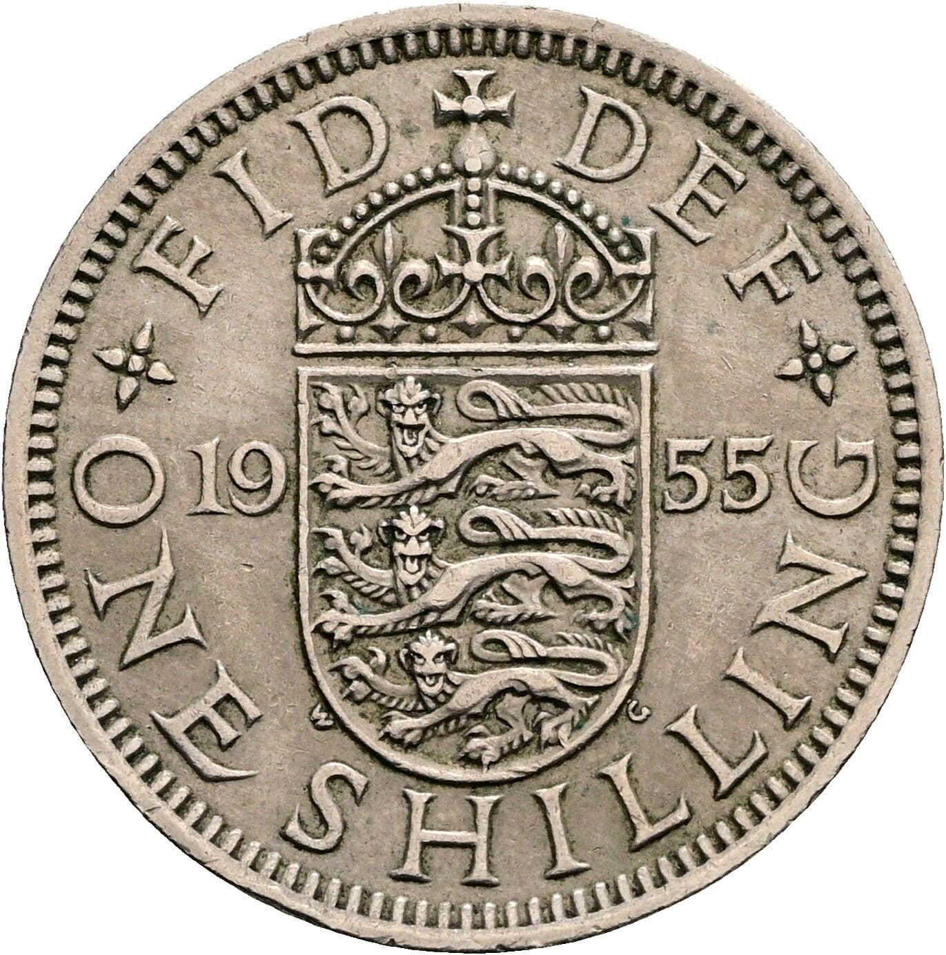 One Shilling Elisabeth II. 1952-2022 1955 – Rückseite
