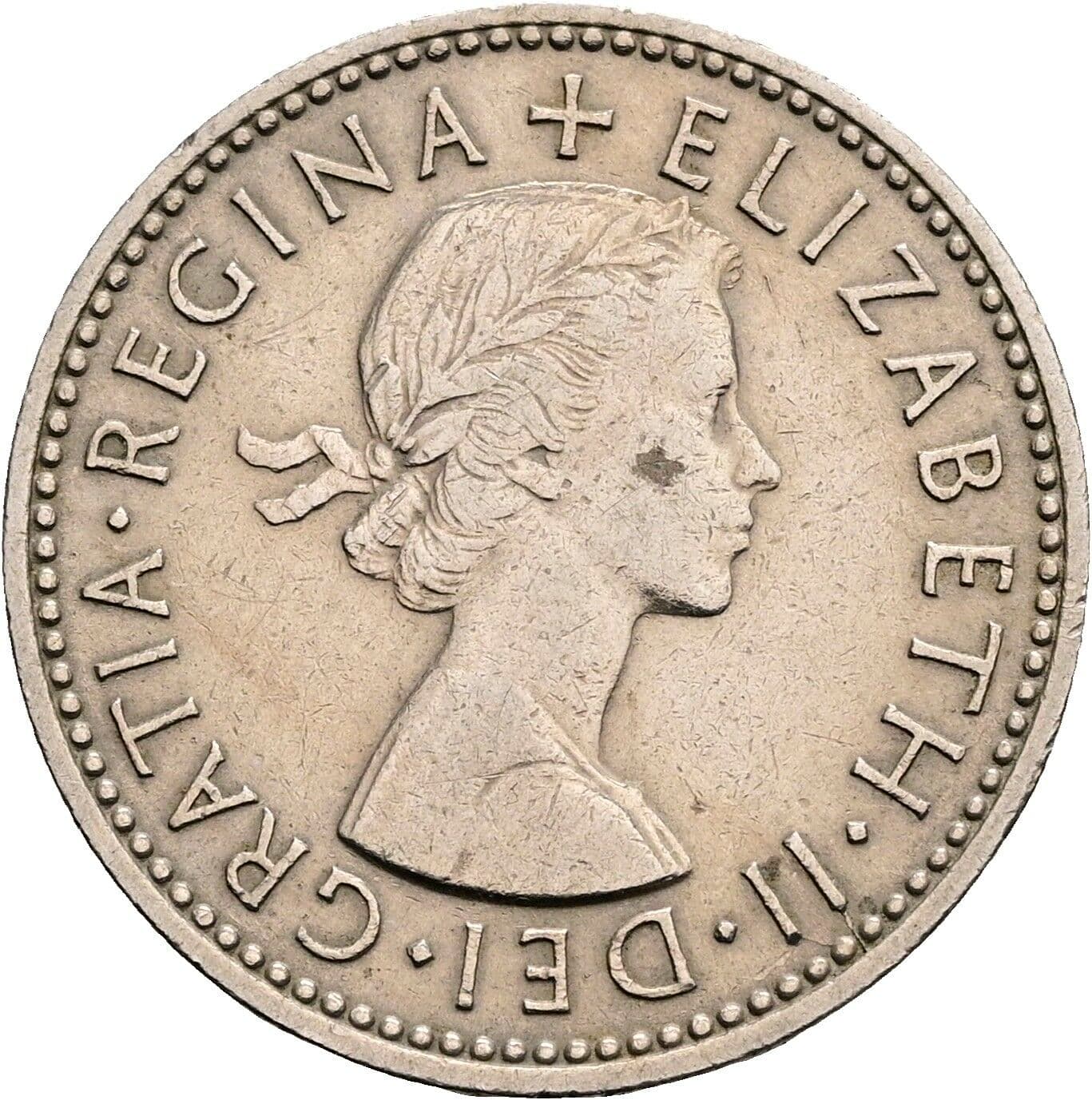 One Shilling Elisabeth II. 1952-2022 1954 – Vorderseite