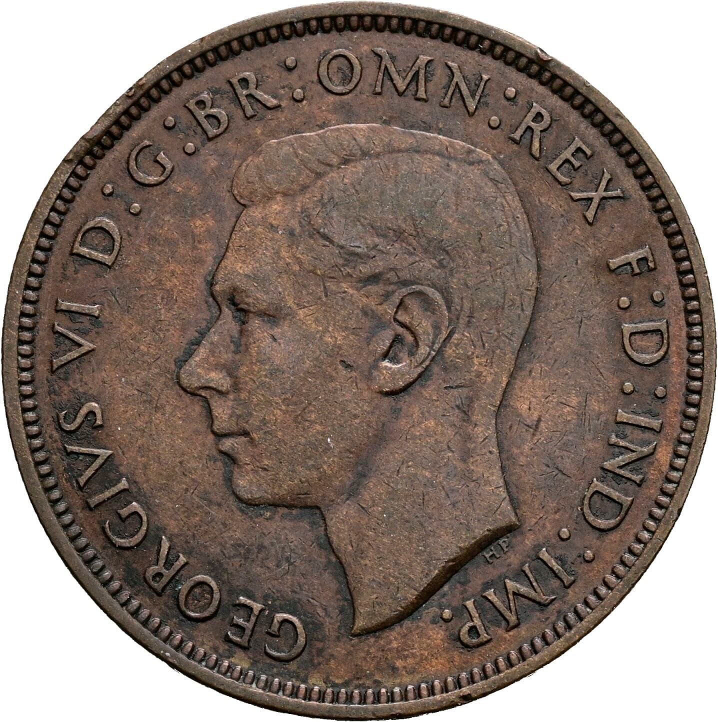 One Penny Georg VI. (1936-1952) 1938 – Vorderseite
