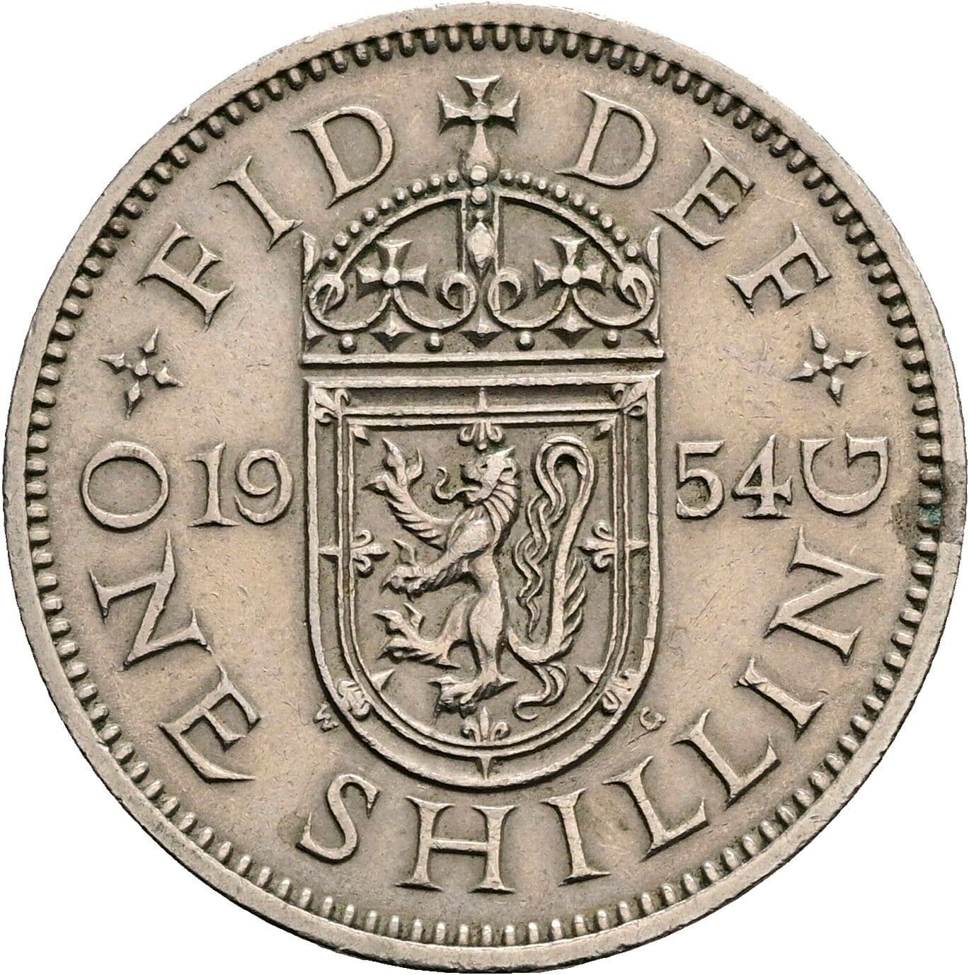 One Shilling Elisabeth II. 1952-2022 1954 – Rückseite