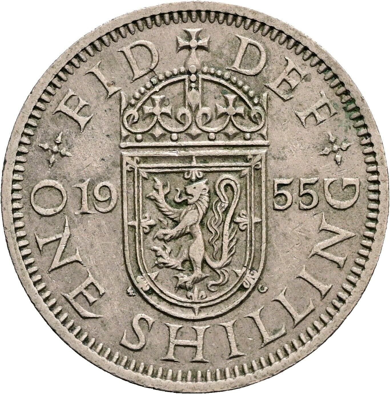 One Shilling Elisabeth II. 1952-2022 1955 – Rückseite