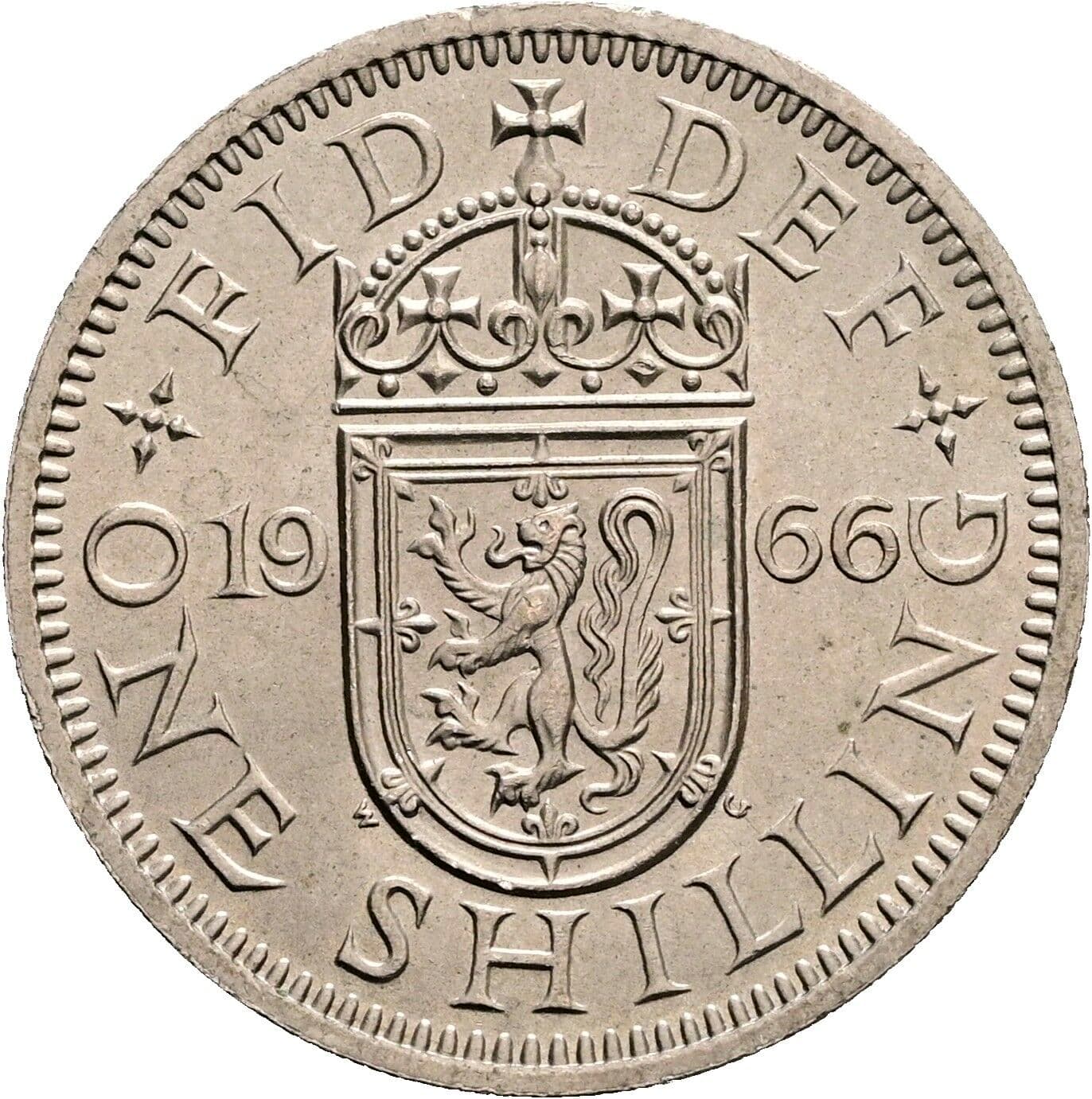 One Shilling Elisabeth II. 1952-2022 1966 – Rückseite