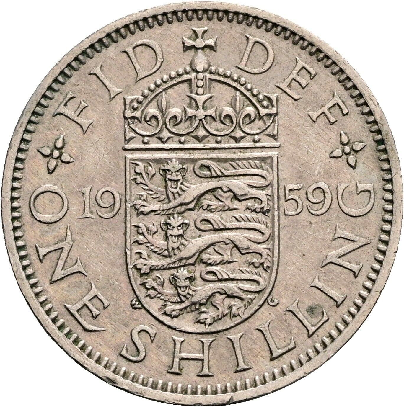 One Shilling Elisabeth II. 1952-2022 1959 – Rückseite