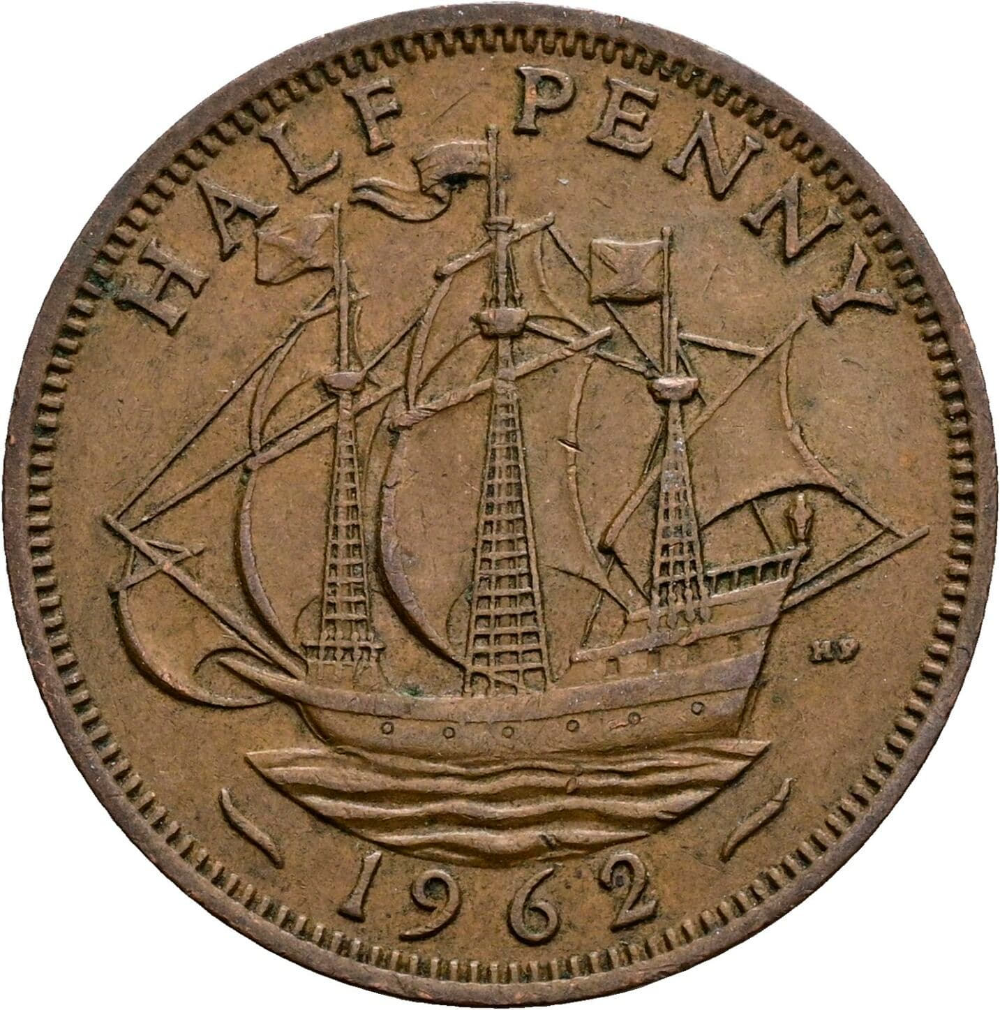 Half Penny Elisabeth II. 1952-2022 1962 – Rückseite