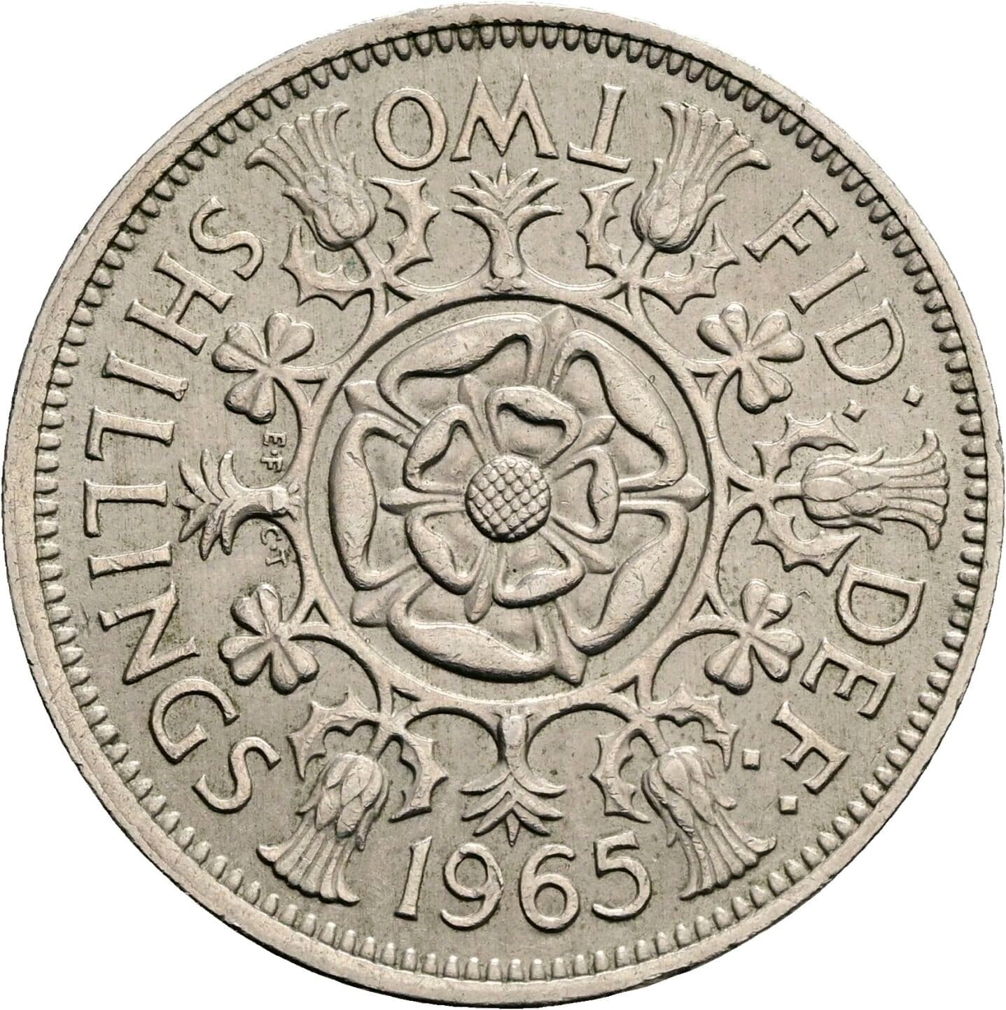 2 Shillings Elisabeth II. 1952-2022 1965 – Rückseite