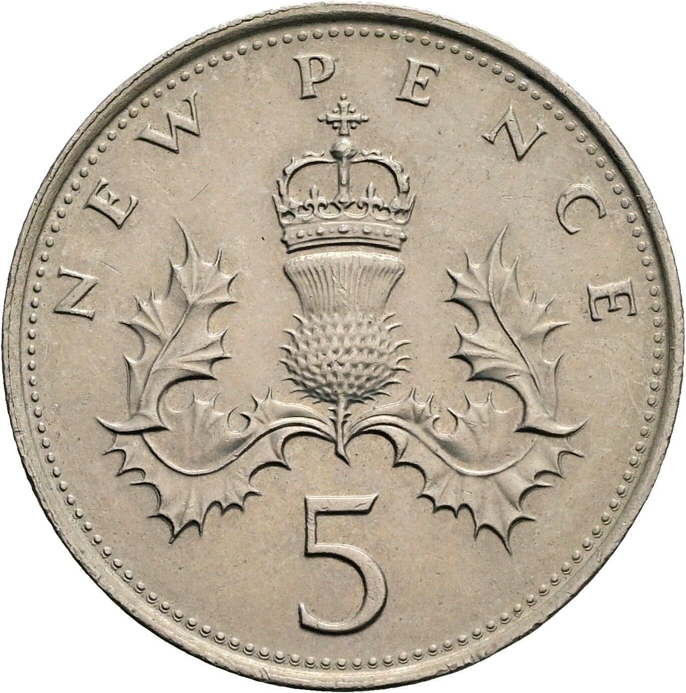 5 New Pence Elisabeth II. 1952-2022 1978 – Rückseite