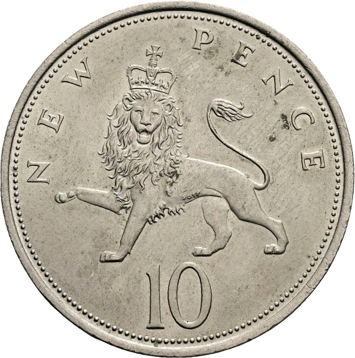 10 New Pence Elisabeth II. 1952-2022 1968 – Rückseite