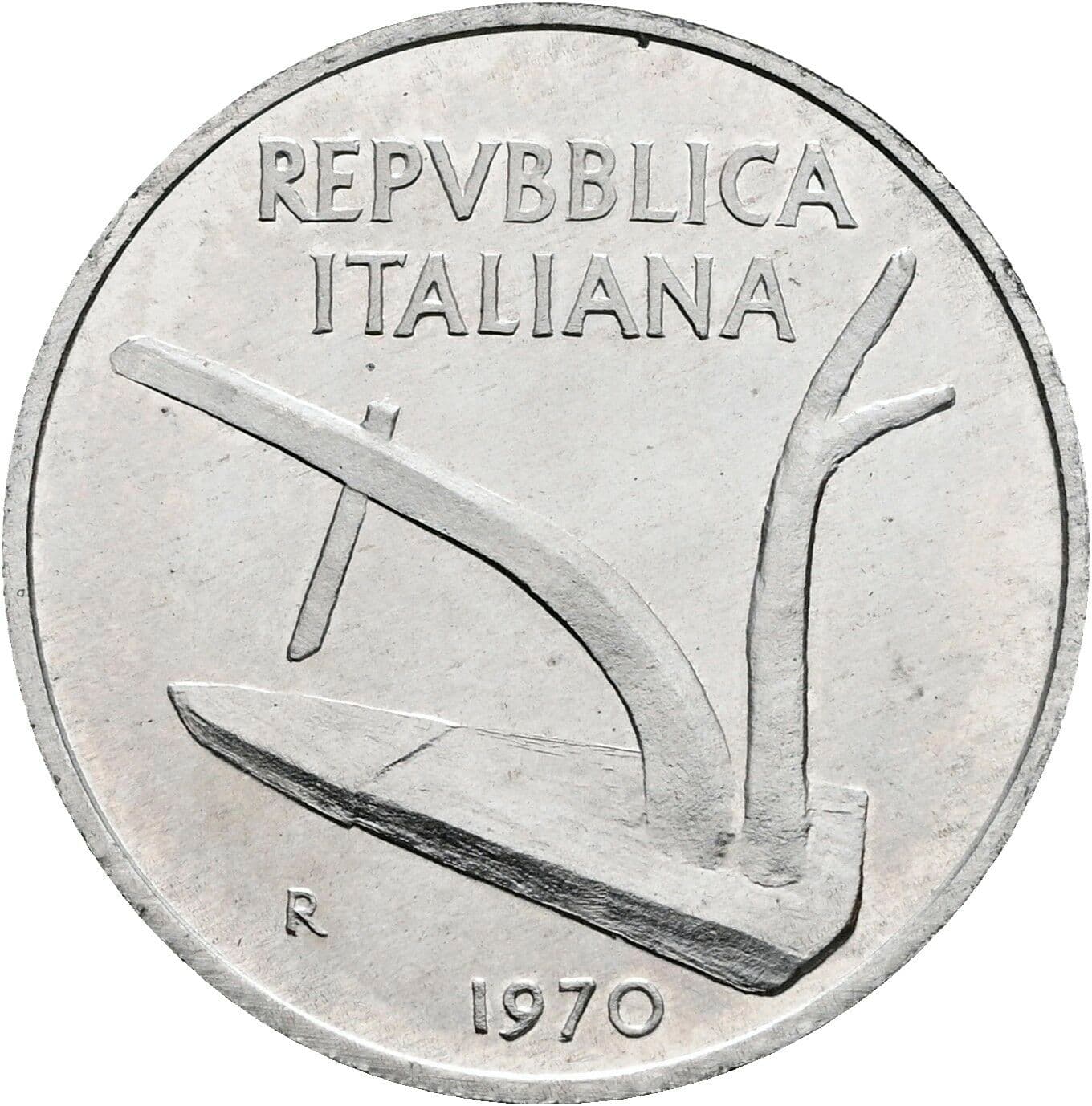 10 Lire 1970 – Rückseite