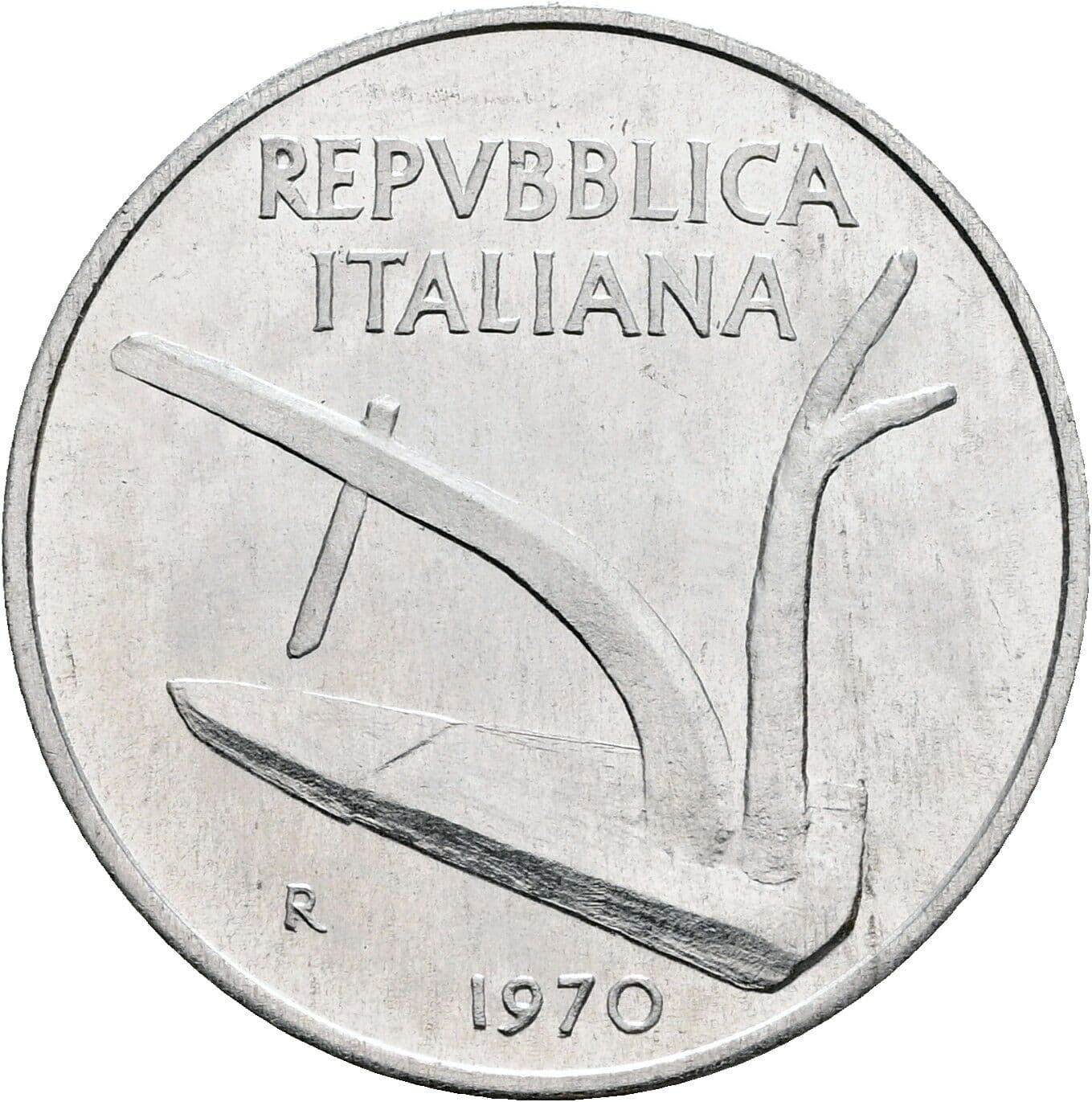 10 Lire 1970 – Rückseite