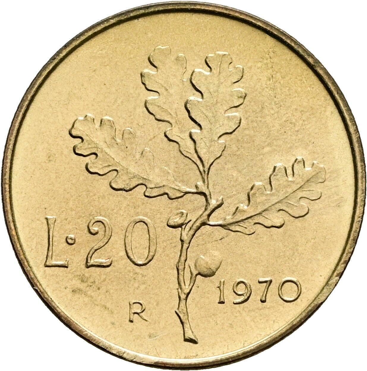 20 Lire 1970 – Rückseite