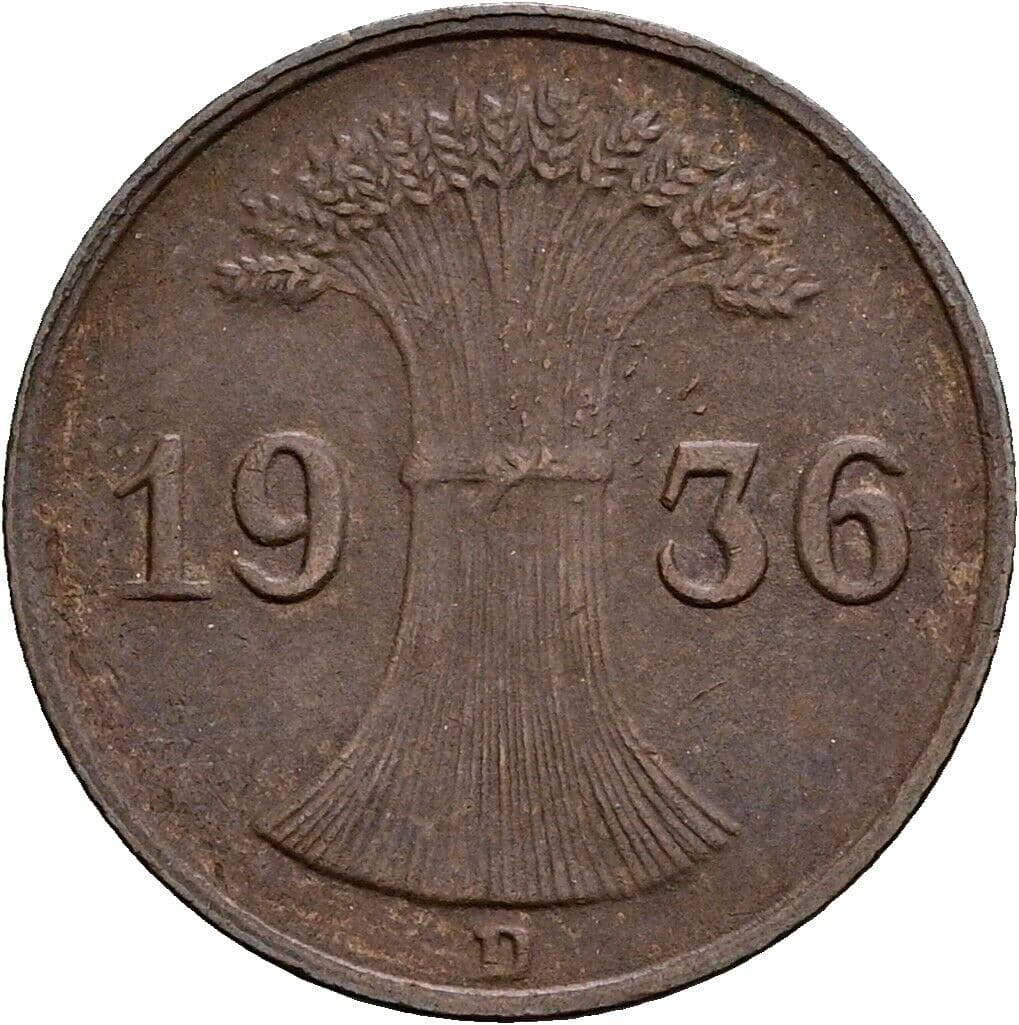 1 Reichspfennig 1936 D – Rückseite