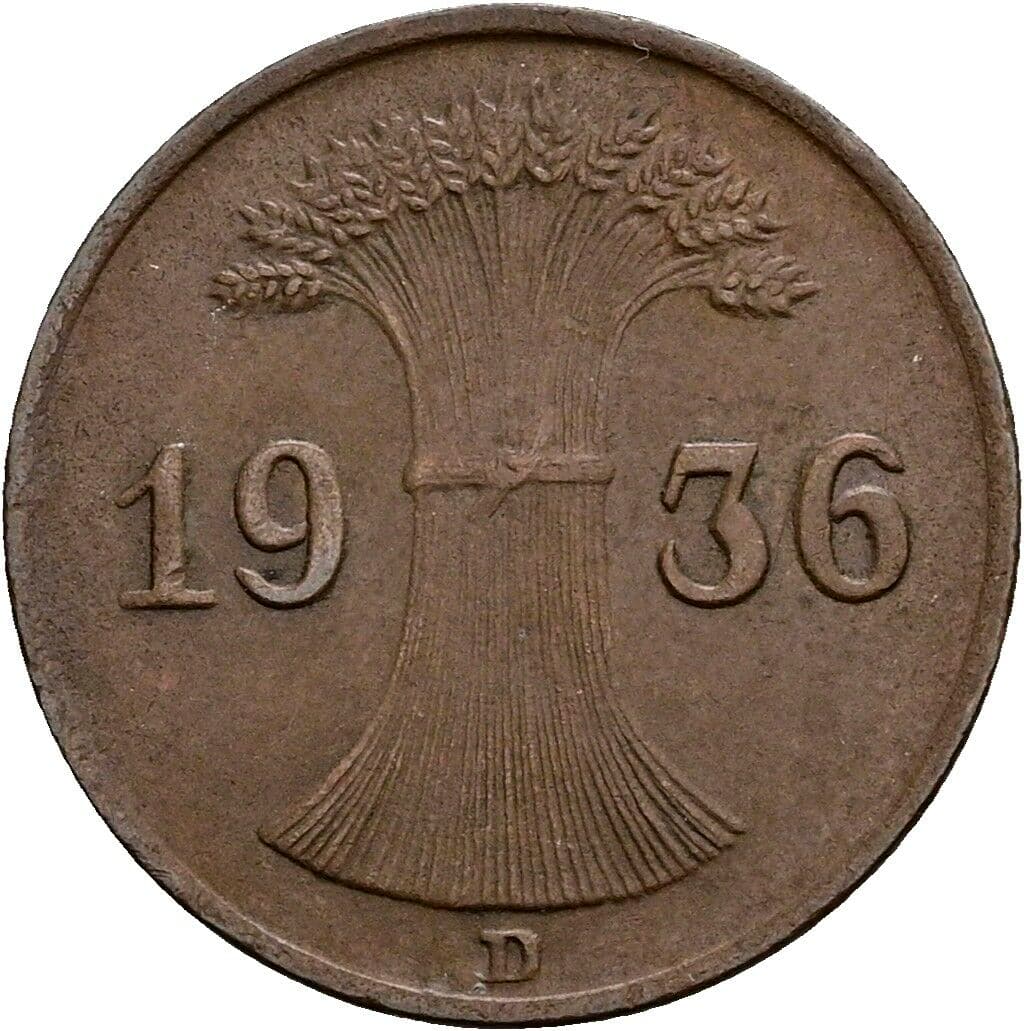 1 Reichspfennig 1936 D – Rückseite