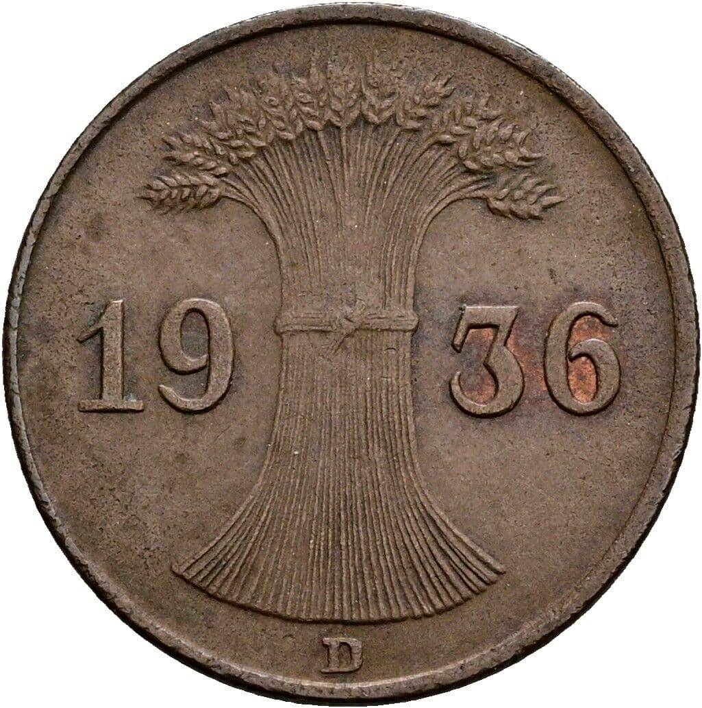 1 Reichspfennig 1936 D – Rückseite