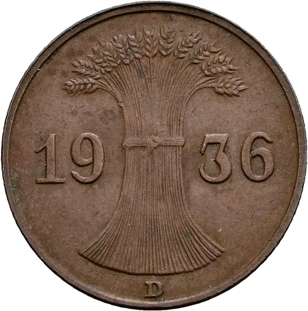 1 Reichspfennig 1936 D – Rückseite