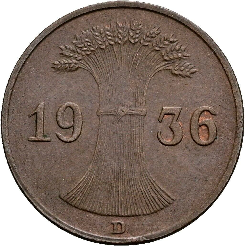 1 Reichspfennig 1936 D – Rückseite